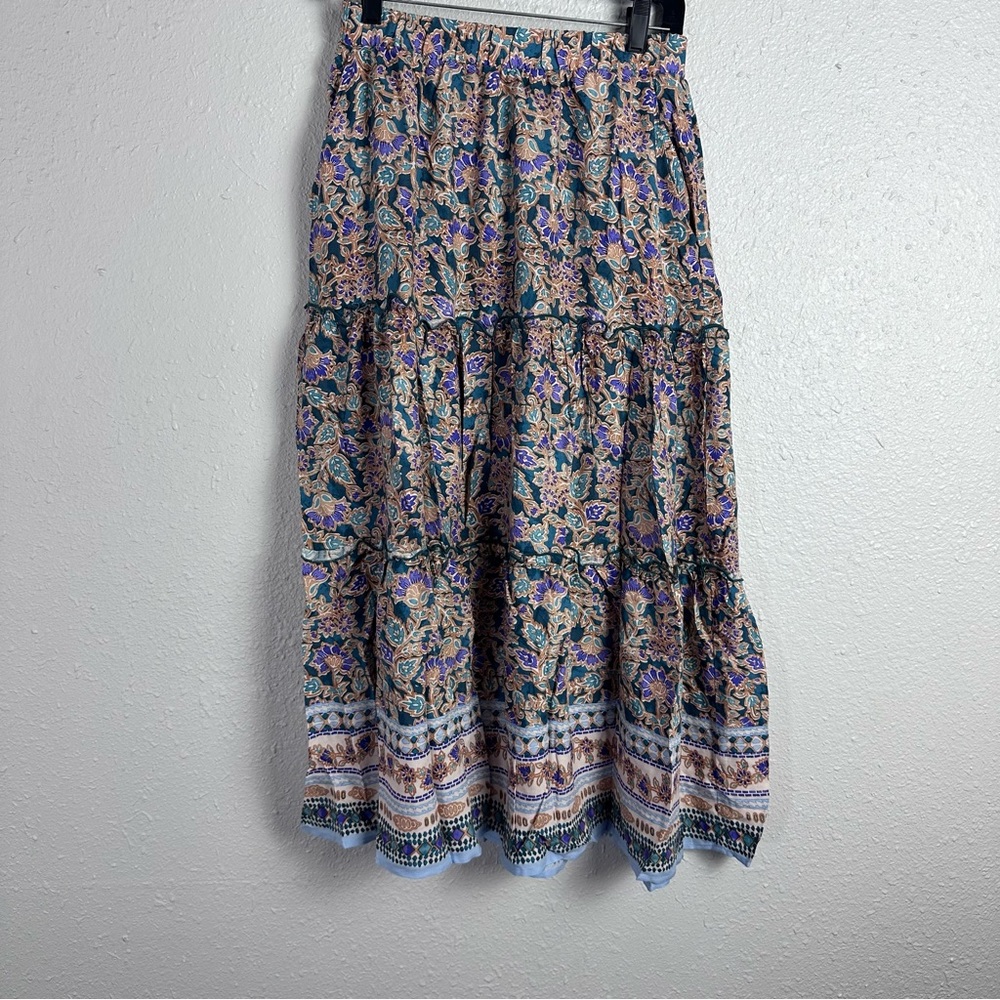Floral Tiered Midi Skirt Size Small